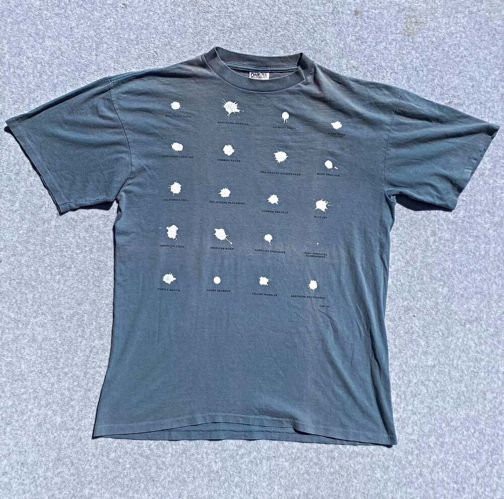 Vintage 1994 ONEITA Power-T Men’s L Gray Fader Jersey Preshrunk Bird Nature Tee